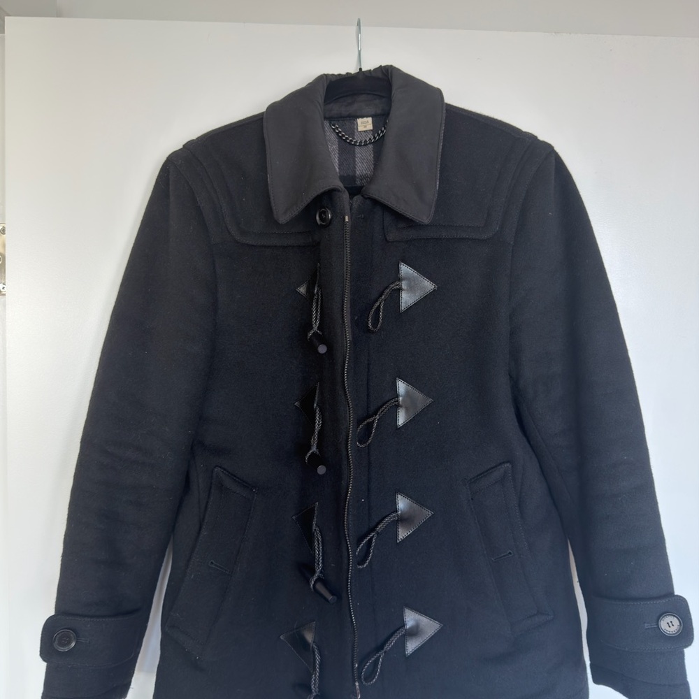Burberry Black Pea Coat with Toggle Closures